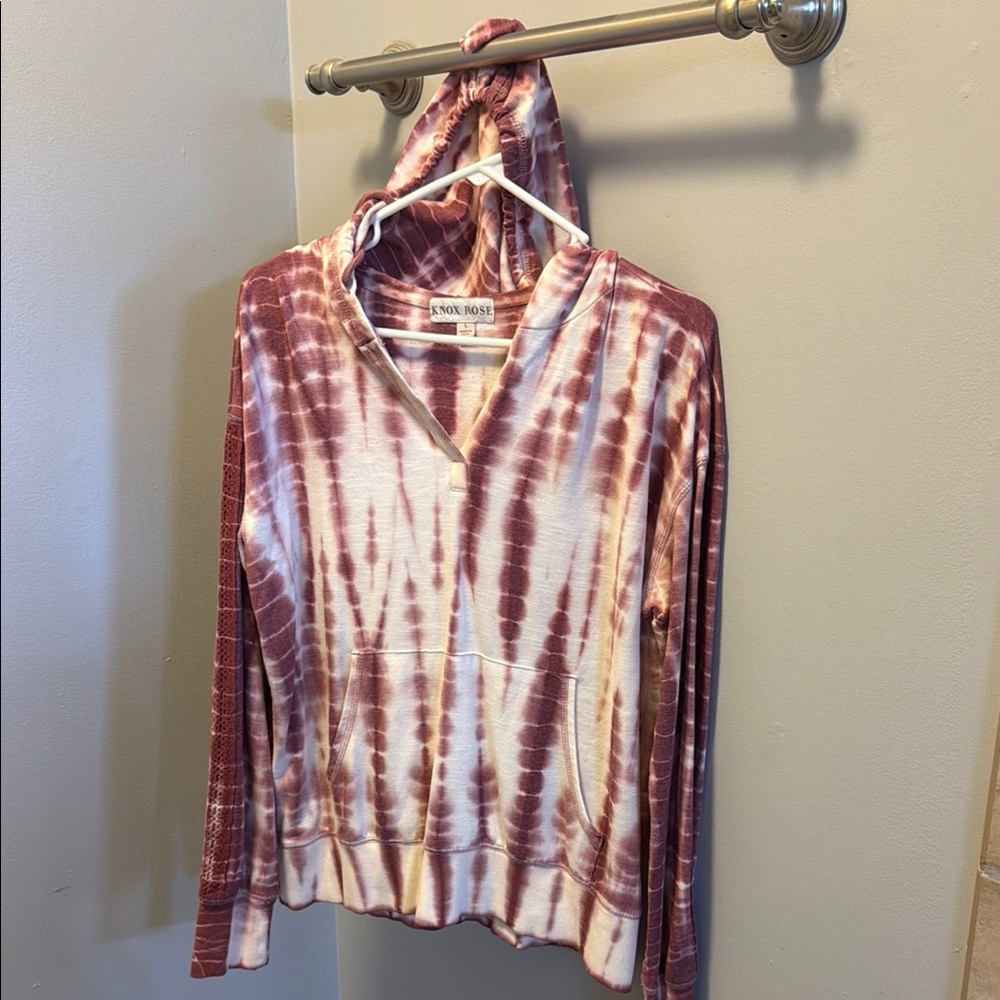 Knox Rose Women's Mauve Tie-Dye Hoodie Top